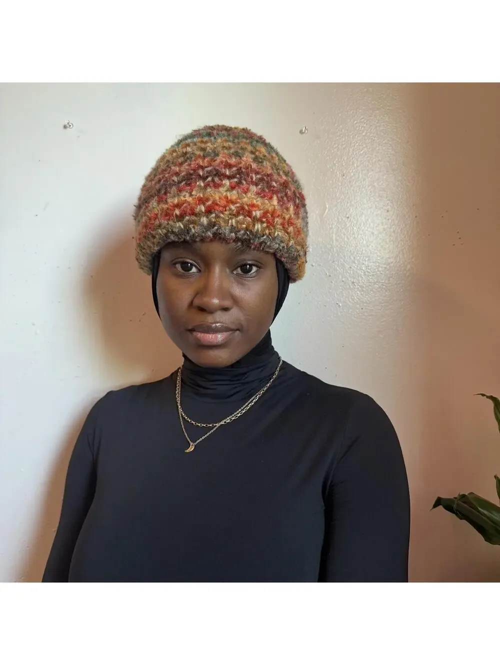 90s Made in Italy Chunky Knit Earthy Variegated Beanie